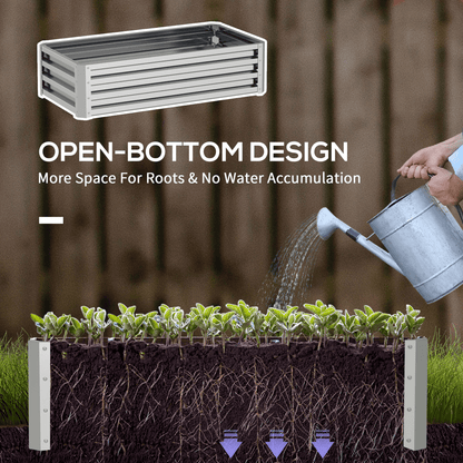 Outsunny Silver Raised Garden Bed — Elevated Planter Box, Steel - plants - express.com