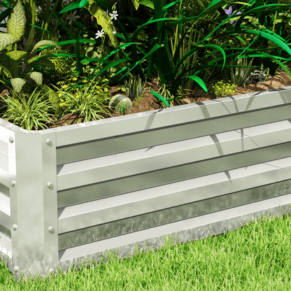 Outsunny Silver Raised Garden Bed — Elevated Planter Box, Steel - plants - express.com