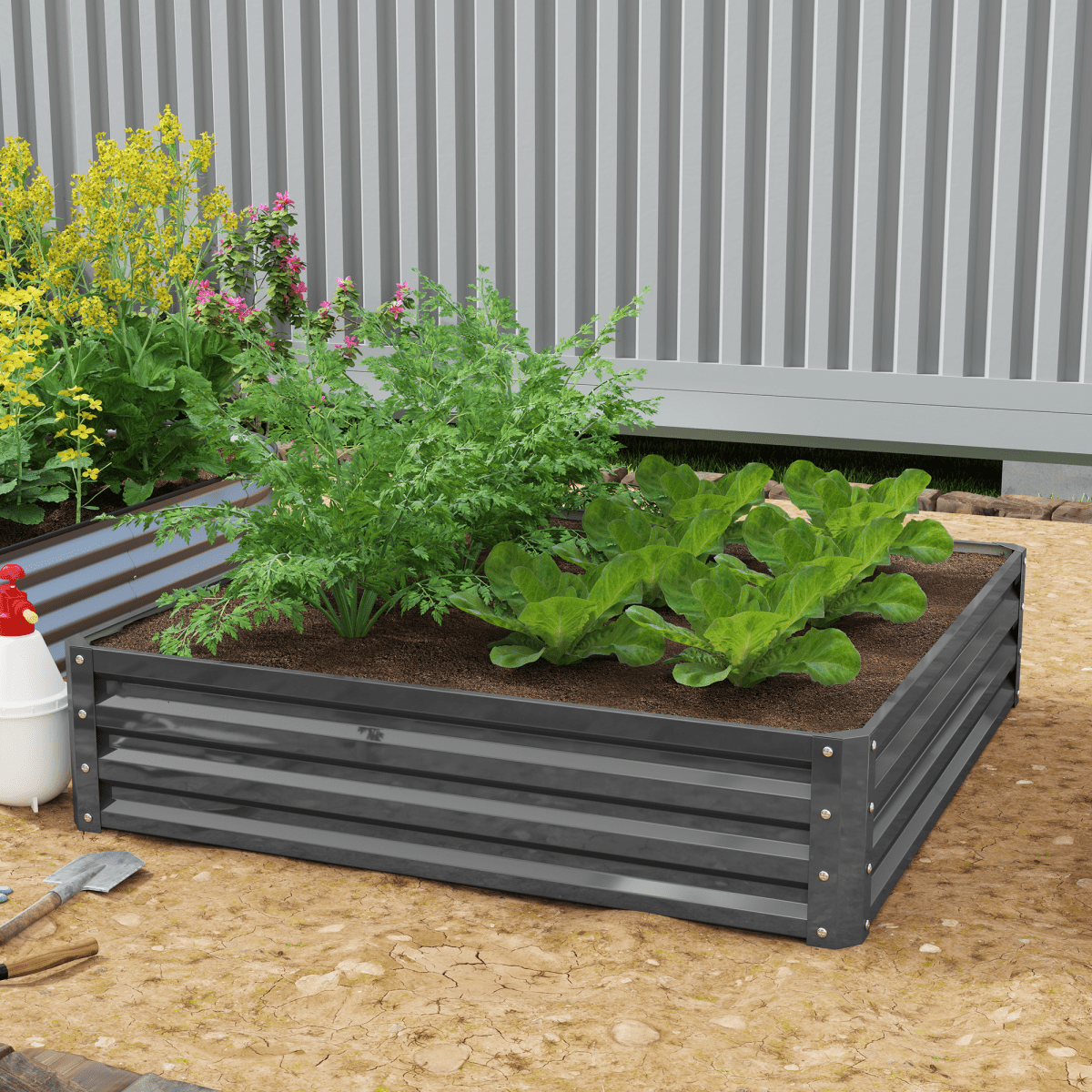 Outsunny Steel Raised Garden Bed - Durable Planter for Flowers & Vegetables - plants - express.com