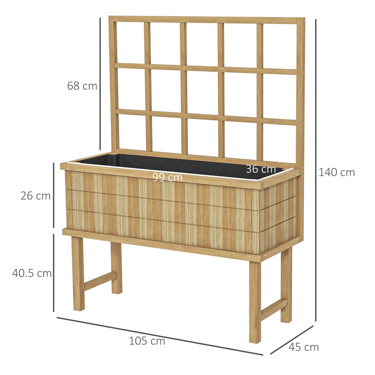Outsunny Trellis Planter Box – Raised Wood Garden Bed, Natural Finish - plants - express.com