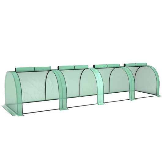 Outsunny Tunnel Greenhouse Steel Frame for Garden w/ Zipper Doors, Green - plants - express.com