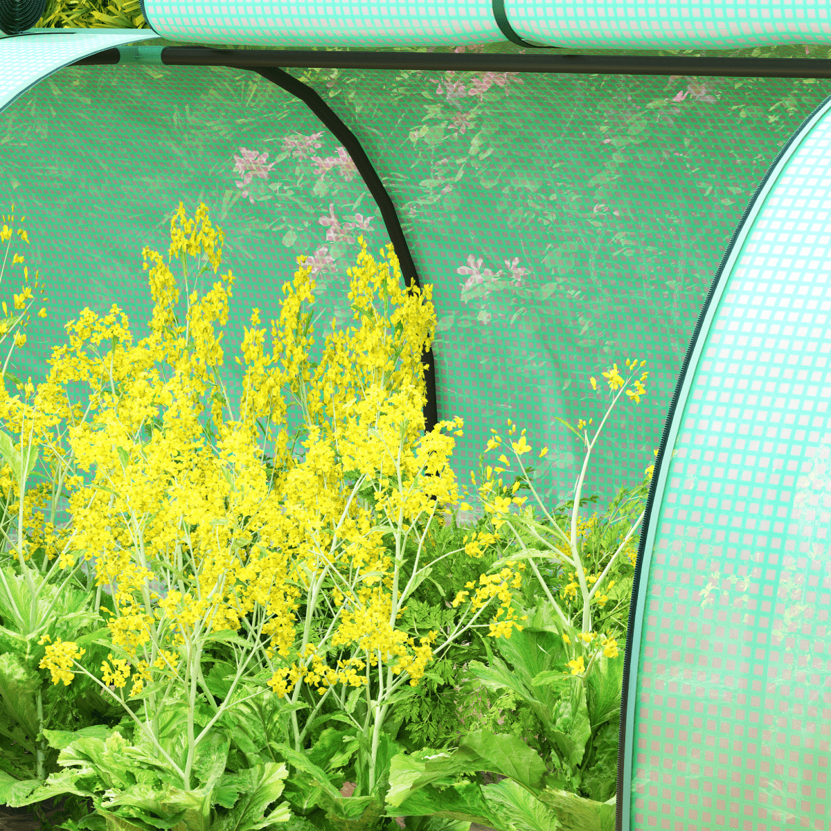 Outsunny Tunnel Greenhouse Steel Frame for Garden w/ Zipper Doors, Green - plants - express.com