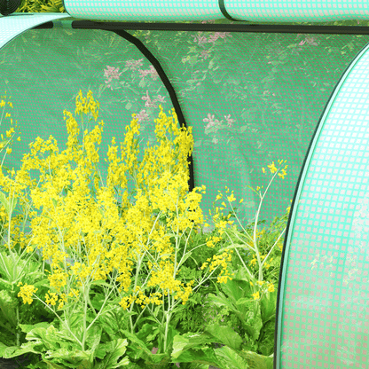 Outsunny Tunnel Greenhouse Steel Frame for Garden w/ Zipper Doors, Green - plants - express.com
