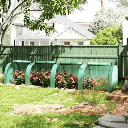 Outsunny Tunnel Greenhouse Steel Frame for Garden w/ Zipper Doors, Green - plants - express.com