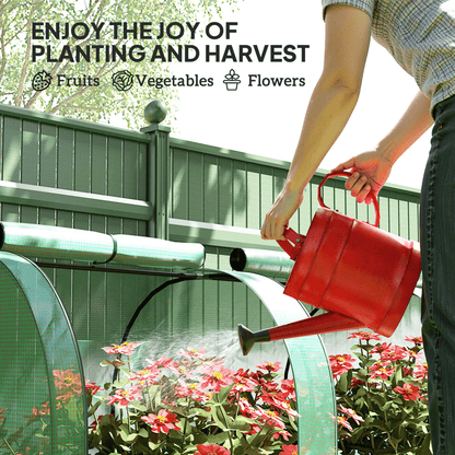 Outsunny Tunnel Greenhouse Steel Frame for Garden w/ Zipper Doors, Green - plants - express.com