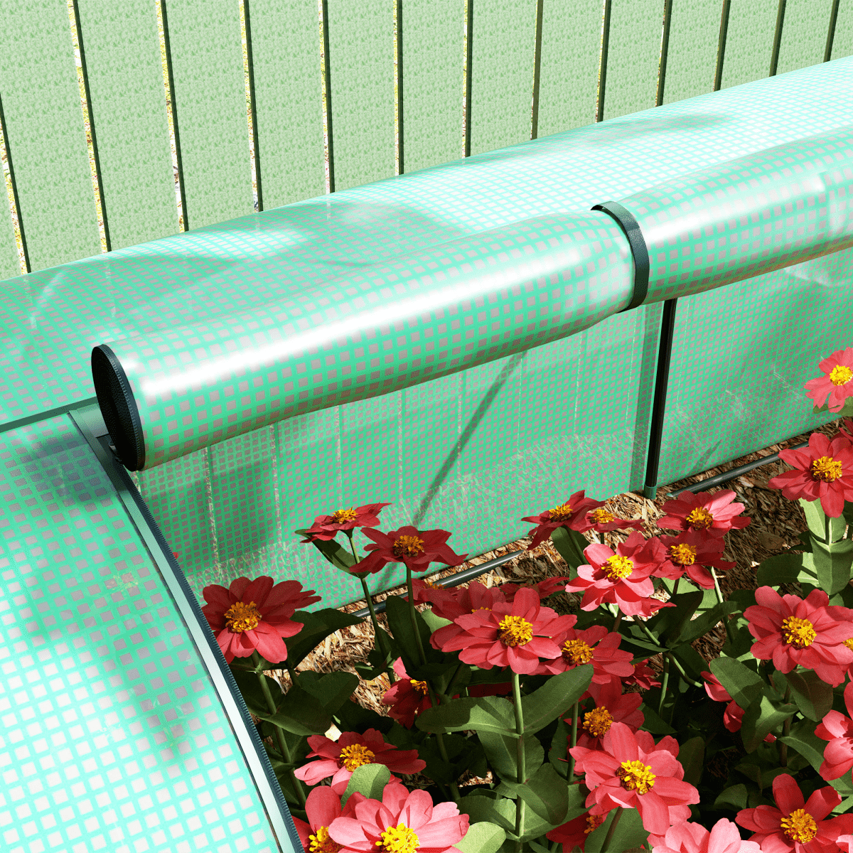 Outsunny Tunnel Greenhouse Steel Frame for Garden w/ Zipper Doors, Green - plants - express.com