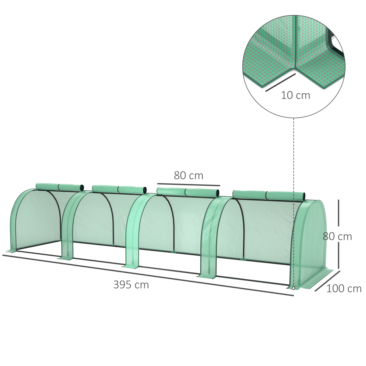 Outsunny Tunnel Greenhouse Steel Frame for Garden w/ Zipper Doors, Green - plants - express.com