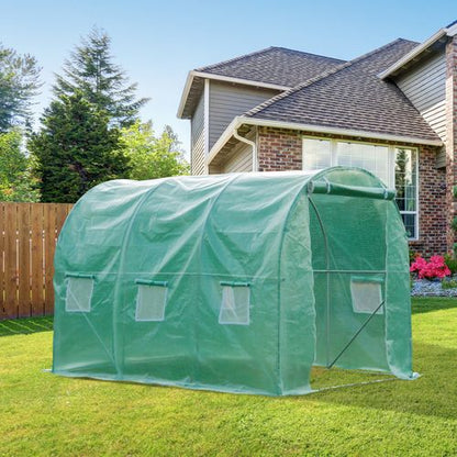 Outsunny Walk - In Polytunnel Greenhouse with Zip Door & Eight Ventilating Windows - plants - express.com