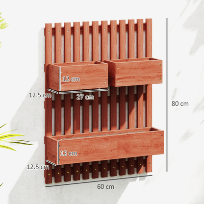 Outsunny Wall - Mounted Wooden Garden Planters with Trellis Raised Bed - plants - express.com