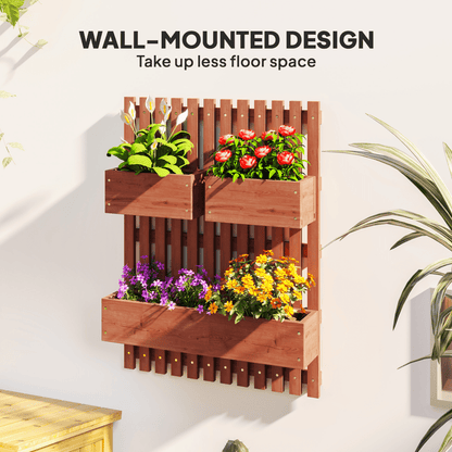 Outsunny Wall - Mounted Wooden Garden Planters with Trellis Raised Bed - plants - express.com