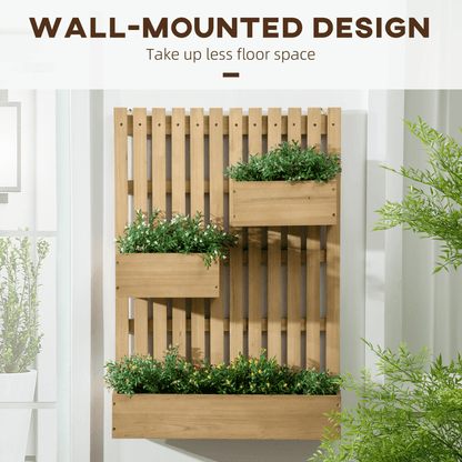 Outsunny Wall - Mounted Wooden Planter with Trellis - Versatile Garden Display - plants - express.com