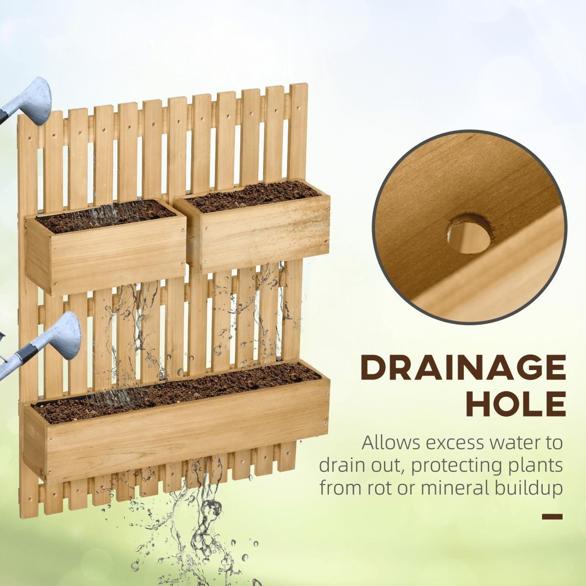 Outsunny Wall - Mounted Wooden Planter with Trellis - Versatile Garden Display - plants - express.com