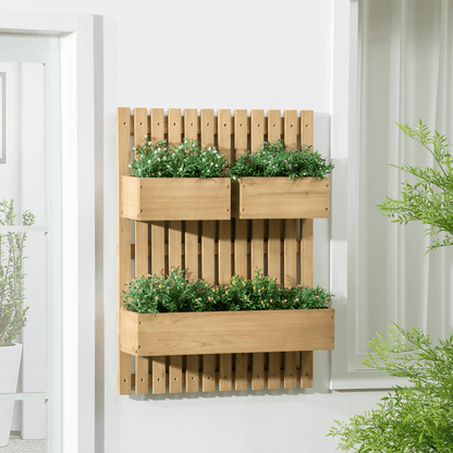 Outsunny Wall - Mounted Wooden Planter with Trellis - Versatile Garden Display - plants - express.com