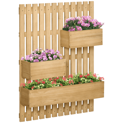 Outsunny Wall - Mounted Wooden Planter with Trellis - Versatile Garden Display - plants - express.com