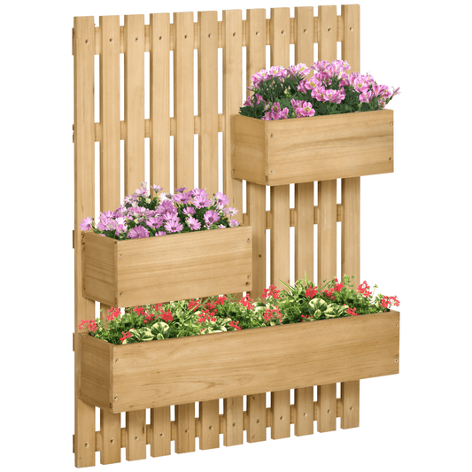 Outsunny Wall - Mounted Wooden Planter with Trellis - Versatile Garden Display - plants - express.com