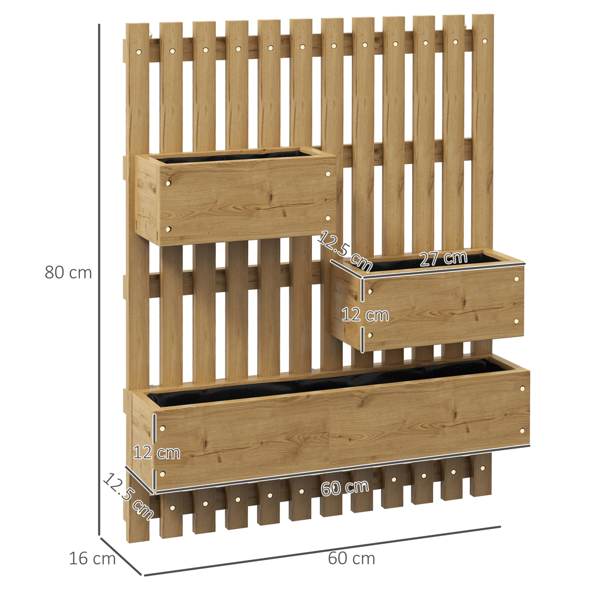 Outsunny Wall - Mounted Wooden Planters with Trellis – Versatile Garden Display - plants - express.com