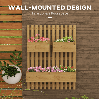 Outsunny Wall - Mounted Wooden Planters with Trellis – Versatile Garden Display - plants - express.com