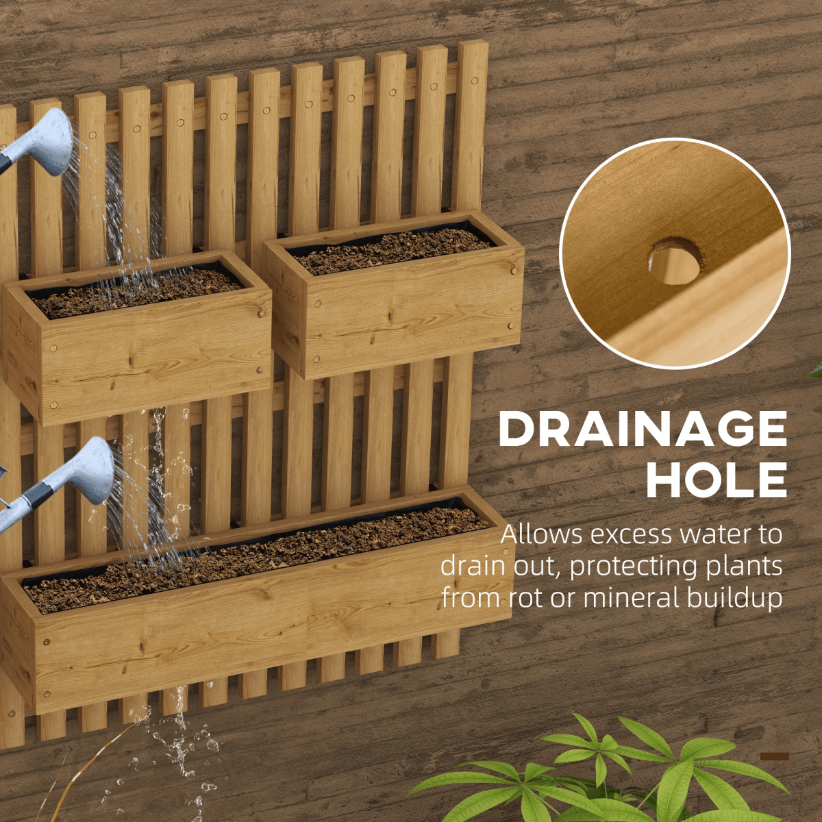 Outsunny Wall - Mounted Wooden Planters with Trellis – Versatile Garden Display - plants - express.com