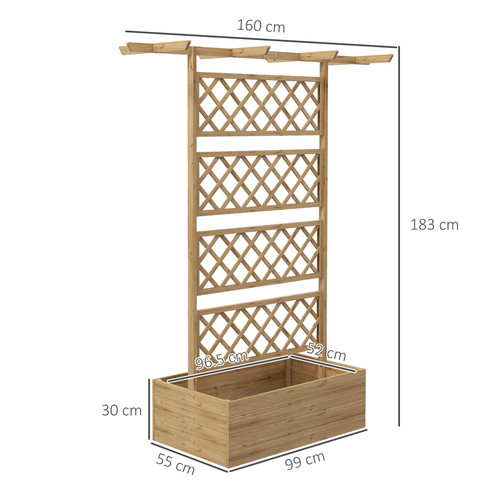 Outsunny Wooden Climbing Planter: Elegant Raised Bed with Trellis & Roof - plants - express.com