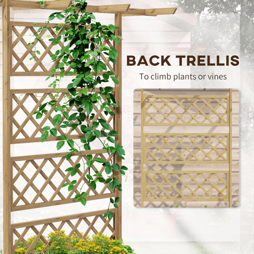 Outsunny Wooden Climbing Planter: Elegant Raised Bed with Trellis & Roof - plants - express.com