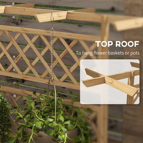 Outsunny Wooden Climbing Planter: Elegant Raised Bed with Trellis & Roof - plants - express.com