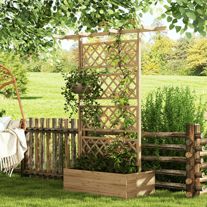 Outsunny Wooden Climbing Planter: Elegant Raised Bed with Trellis & Roof - plants - express.com