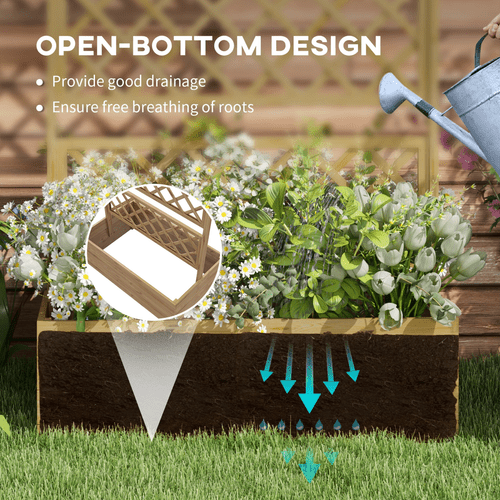 Outsunny Wooden Climbing Planter: Elegant Raised Bed with Trellis & Roof - plants - express.com