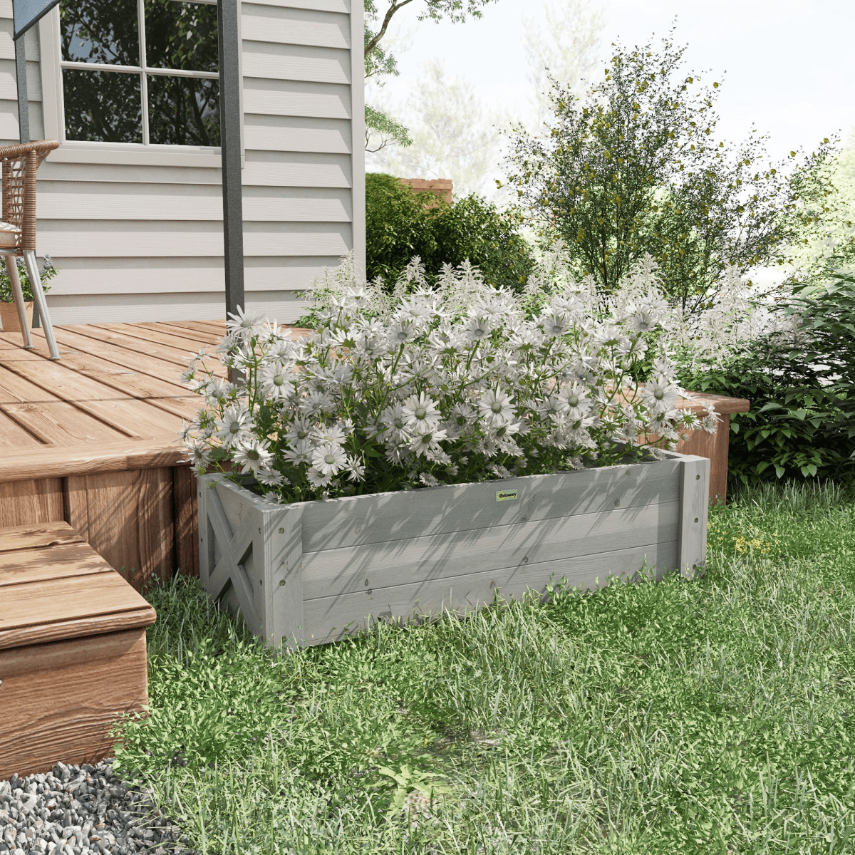 Outsunny Wooden Garden Raised Bed Planter Grow Containers Pot, 100x36.5x36cm - plants - express.com