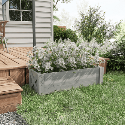Outsunny Wooden Garden Raised Bed Planter Grow Containers Pot, 100x36.5x36cm - plants - express.com