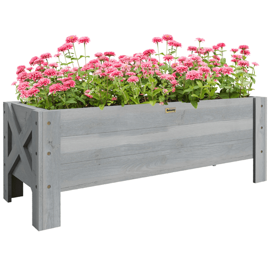 Outsunny Wooden Garden Raised Bed Planter Grow Containers Pot, 100x36.5x36cm - plants - express.com