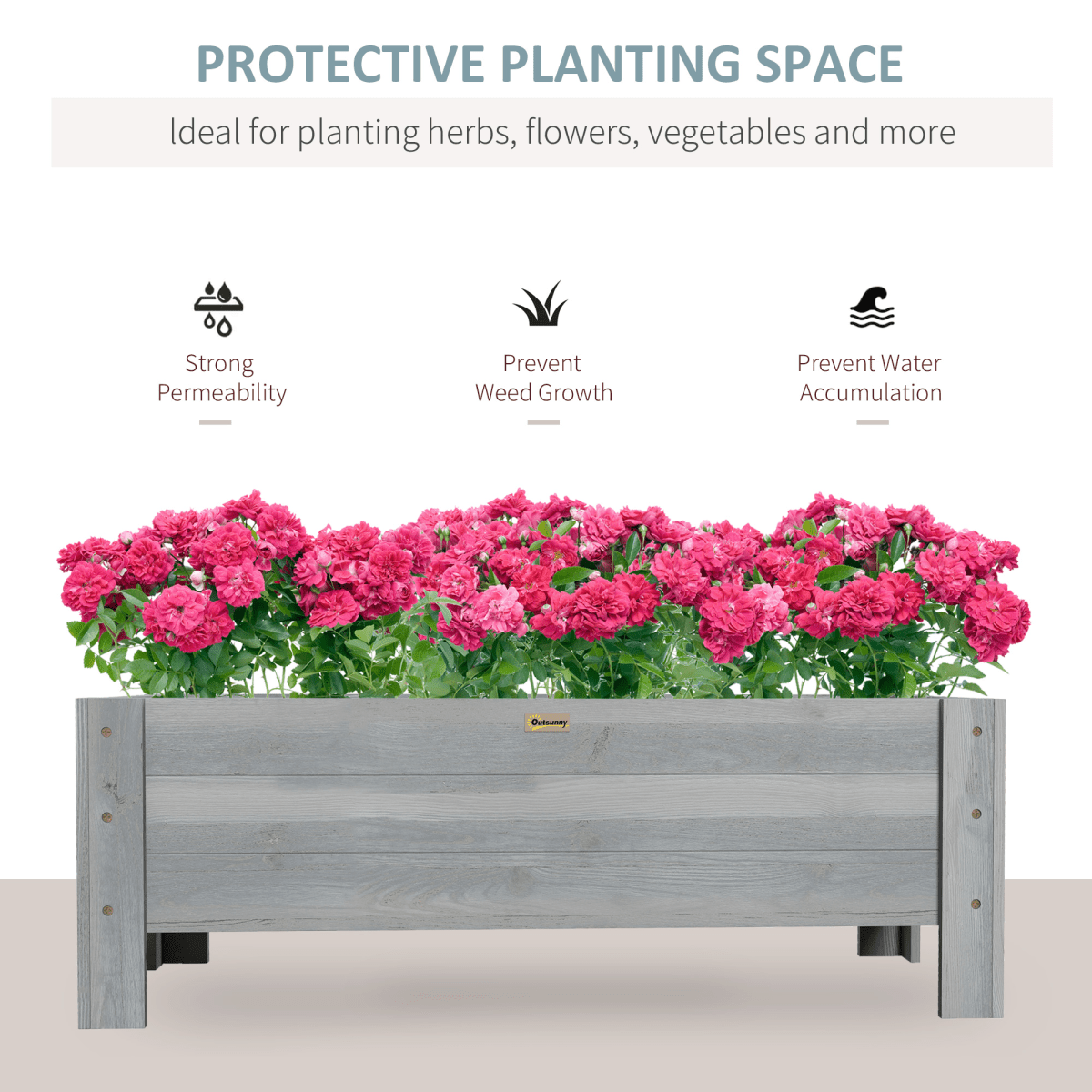 Outsunny Wooden Garden Raised Bed Planter Grow Containers Pot, 100x36.5x36cm - plants - express.com