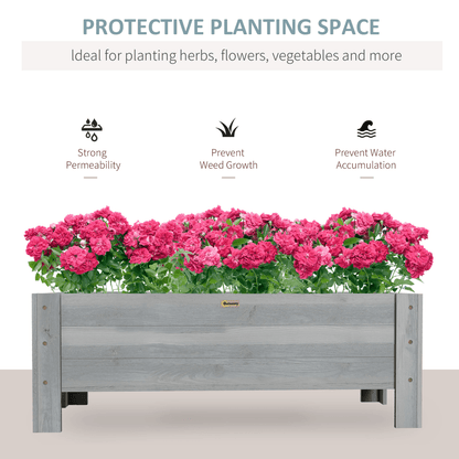 Outsunny Wooden Garden Raised Bed Planter Grow Containers Pot, 100x36.5x36cm - plants - express.com