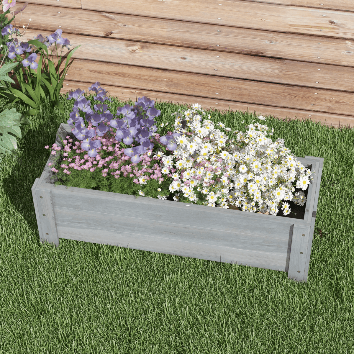 Outsunny Wooden Garden Raised Bed Planter Grow Containers Pot, 100x36.5x36cm - plants - express.com