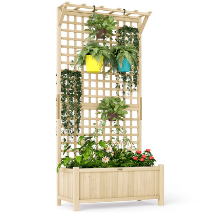 Outsunny Wooden Planter Box with Trellis - Perfect for Climbing Vines! - plants - express.com