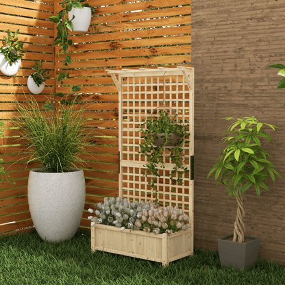 Outsunny Wooden Planter Box with Trellis - Perfect for Climbing Vines! - plants - express.com