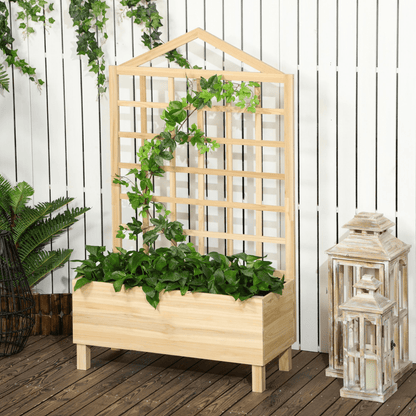 Outsunny Wooden Planter with Trellis – Perfect for Climbing Vines & Flowers - plants - express.com