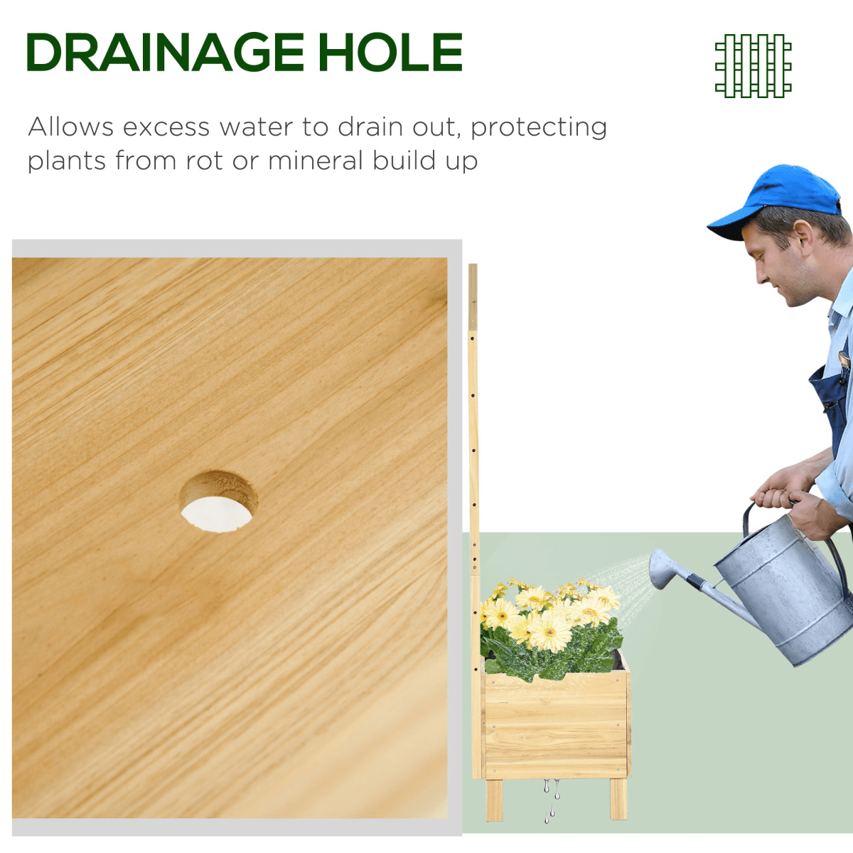 Outsunny Wooden Planter with Trellis – Perfect for Climbing Vines & Flowers - plants - express.com