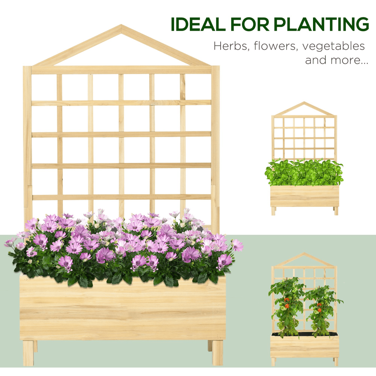 Outsunny Wooden Planter with Trellis – Perfect for Climbing Vines & Flowers - plants - express.com