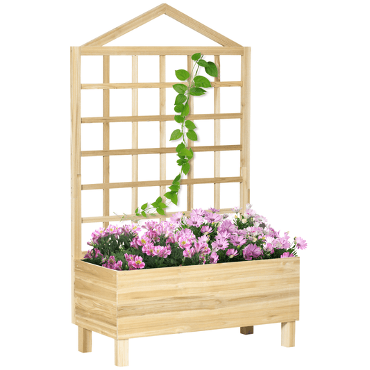 Outsunny Wooden Planter with Trellis – Perfect for Climbing Vines & Flowers - plants - express.com