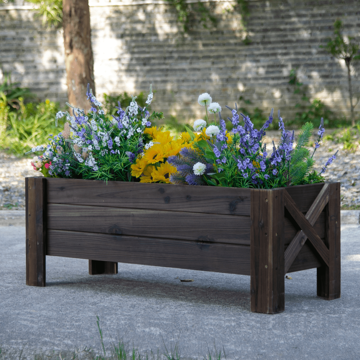 Outsunny Wooden Raised Bed Planter - Outdoor Garden Container 100x36.5x36cm - plants - express.com