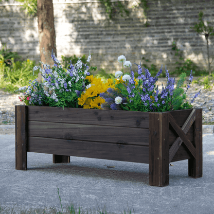 Outsunny Wooden Raised Bed Planter - Outdoor Garden Container 100x36.5x36cm - plants - express.com