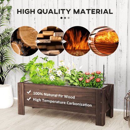 Outsunny Wooden Raised Bed Planter - Outdoor Garden Container 100x36.5x36cm - plants - express.com