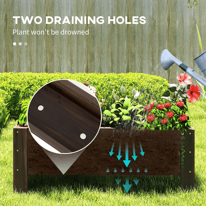 Outsunny Wooden Raised Bed Planter - Outdoor Garden Container 100x36.5x36cm - plants - express.com