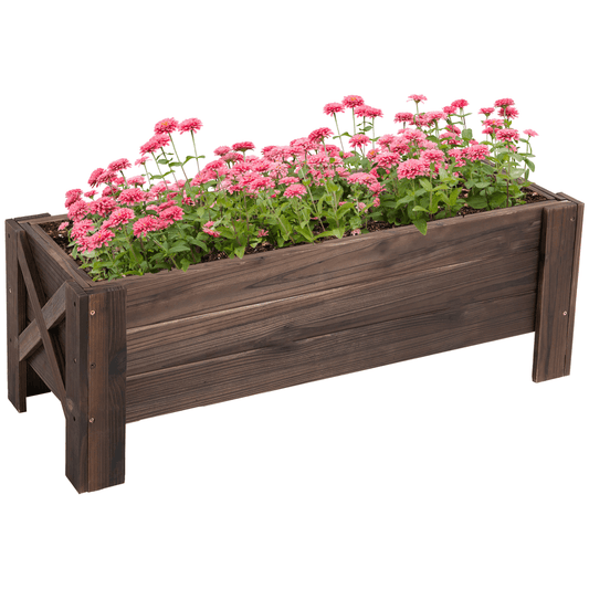 Outsunny Wooden Raised Bed Planter - Outdoor Garden Container 100x36.5x36cm - plants - express.com