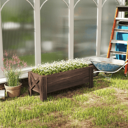 Outsunny Wooden Raised Bed Planter - Outdoor Garden Container 100x36.5x36cm - plants - express.com