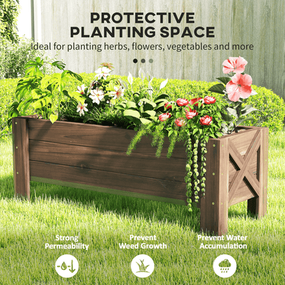 Outsunny Wooden Raised Bed Planter - Outdoor Garden Container 100x36.5x36cm - plants - express.com
