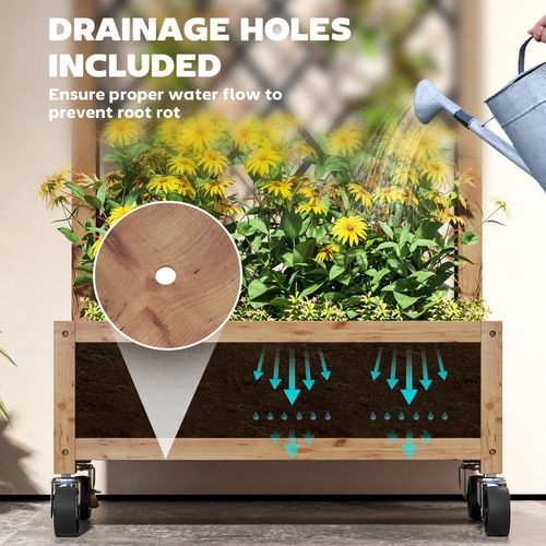 Outsunny Wooden Raised Garden Bed with Mobile Planter & Trellis for Easy Gardening - plants - express.com