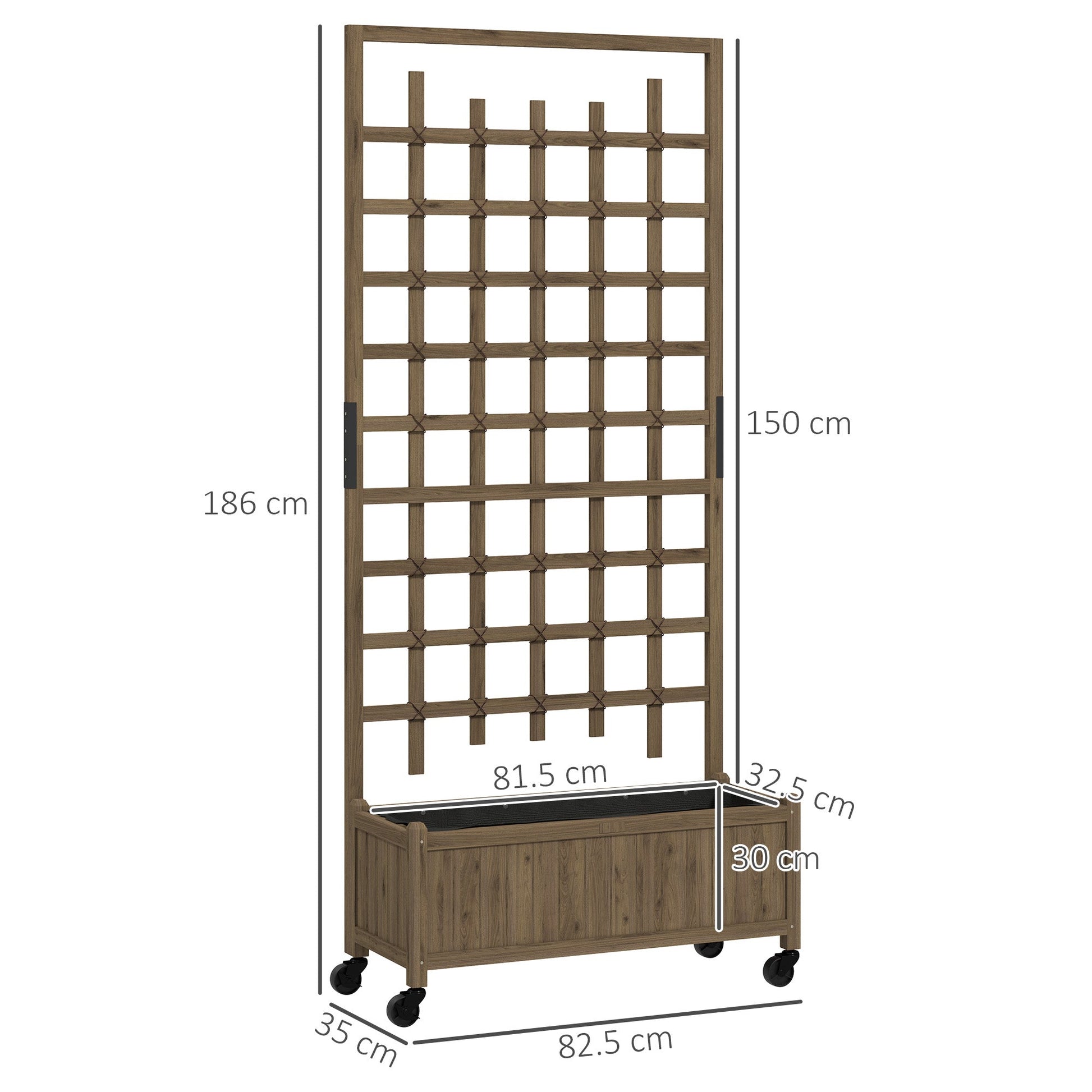 Outsunny Wooden Trellis Planter, Raised Garden Bed with Wheels and Bed Liner - plants - express.com