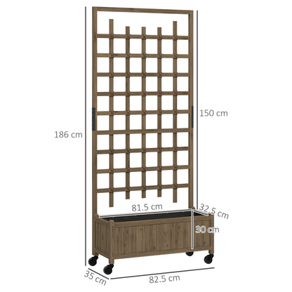 Outsunny Wooden Trellis Planter, Raised Garden Bed with Wheels and Bed Liner - plants - express.com
