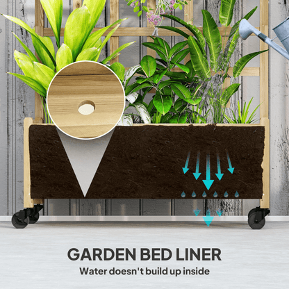 Outsunny Wooden Trellis Planter, Raised Garden Bed with Wheels and Bed Liner - plants - express.com